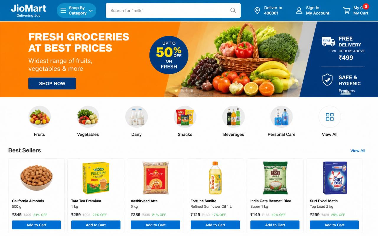 JioMart-Style Grocery Platform — view 1